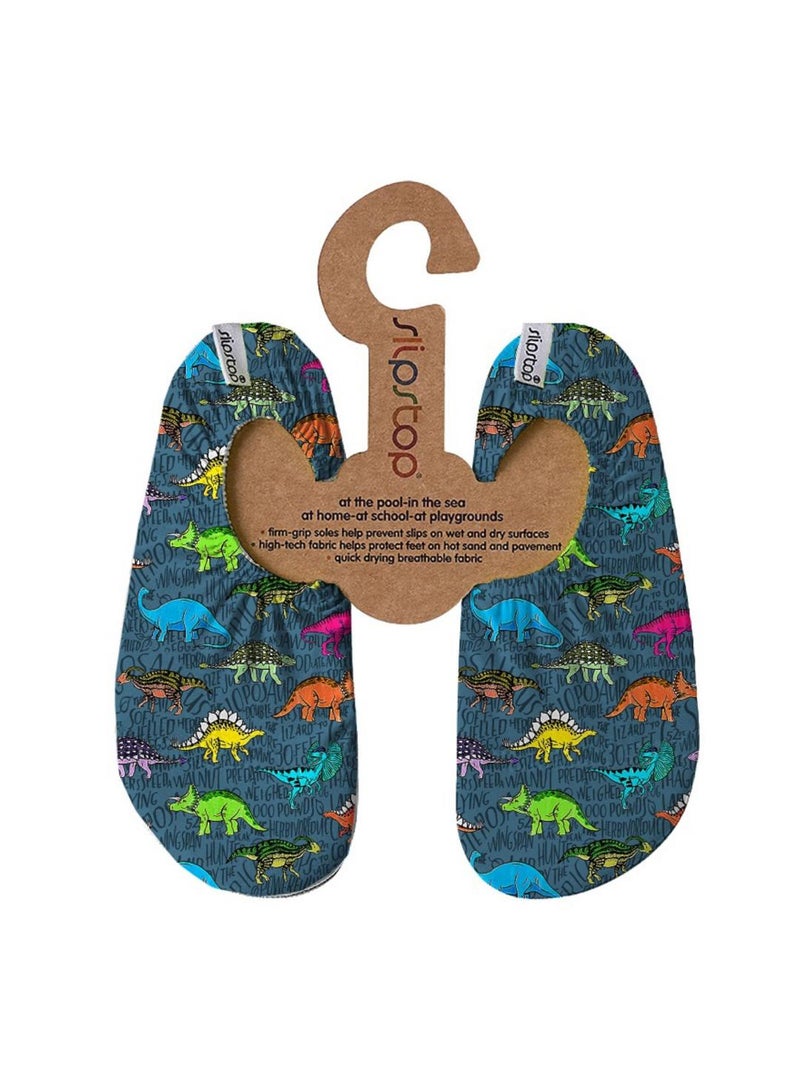 Slipstop Texas Dinosaur Print Kids Non Slip Water and Beach Shoes Lightweight Quick Dry Swim Ready Footwear for Babies and Children - Image 1