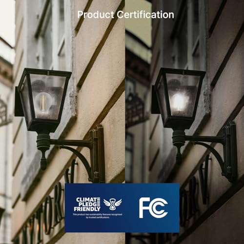 FLSNT Dusk to Dawn Outdoor Sensor A19 LED Light Bulb, 5000K Daylight, 7W (60W Eqv.), 800LM, Vintage Filament E26 Base,Auto On/Off Photocell Automatic for Energy-Efficient Outdoor Lighting, 4 Pack - Image 4