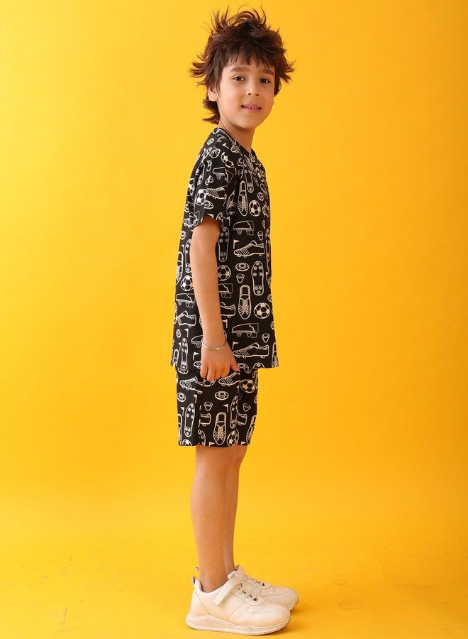 انثريلو طقم صيفي من تيشيرت وشورت مع حذاء كرة قدم من أنثريلو - أسود - Image 3