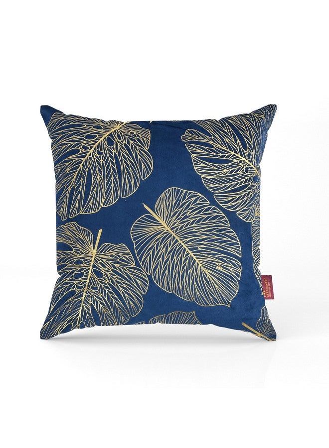 AEROHAVEN AEROHAVEN™ Rose Set of 2 Gold Leaf Printed Hand Made Velvet Throw/Pillow Cushion Covers - CC-226 - (Blue, 16 x 16 Inch) - Image 2