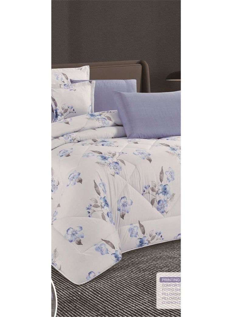 مون طقم لحاف مفرش سرير نفرين ملكي ومريح وناعم 8 قطع مزدوج منقوش مقاس اللحاف 250x230 سم - Image 3