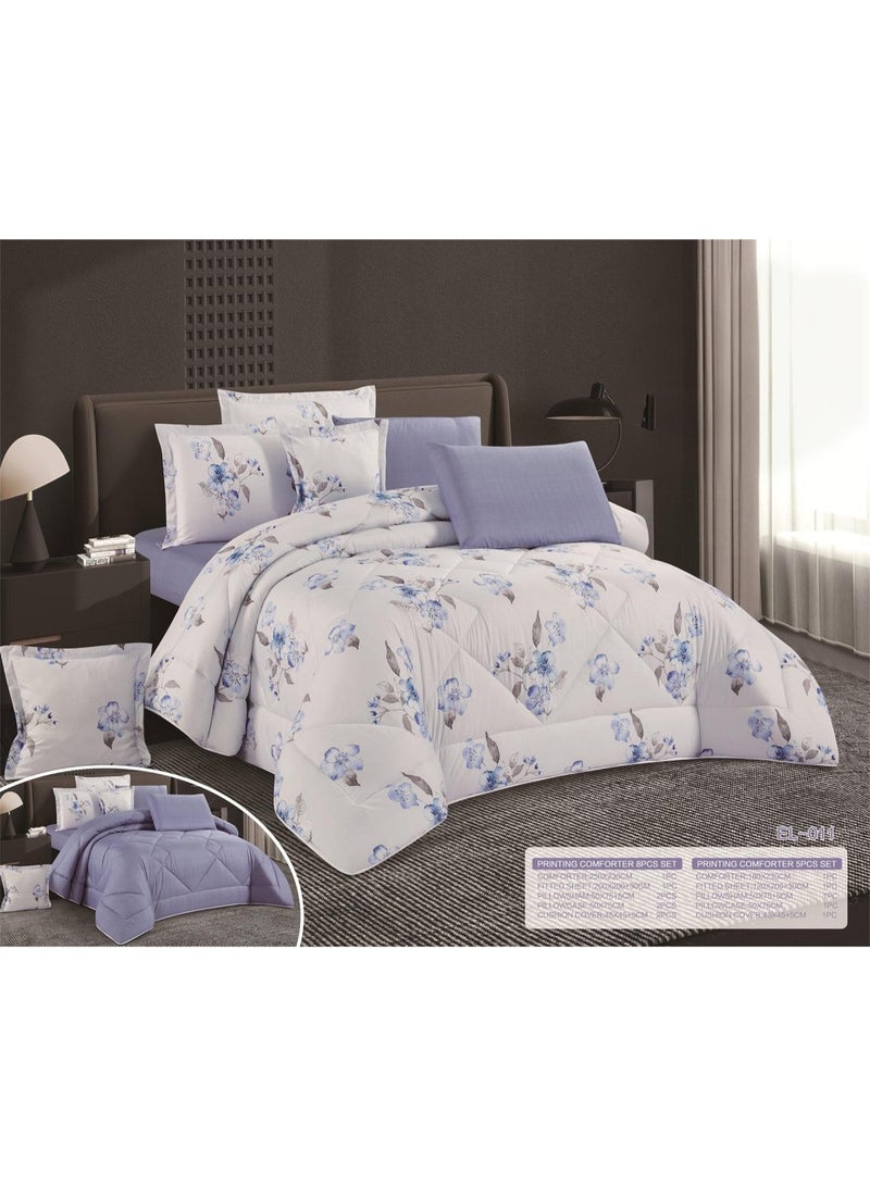 مون طقم لحاف مفرش سرير نفرين ملكي ومريح وناعم 8 قطع مزدوج منقوش مقاس اللحاف 250x230 سم - Image 1