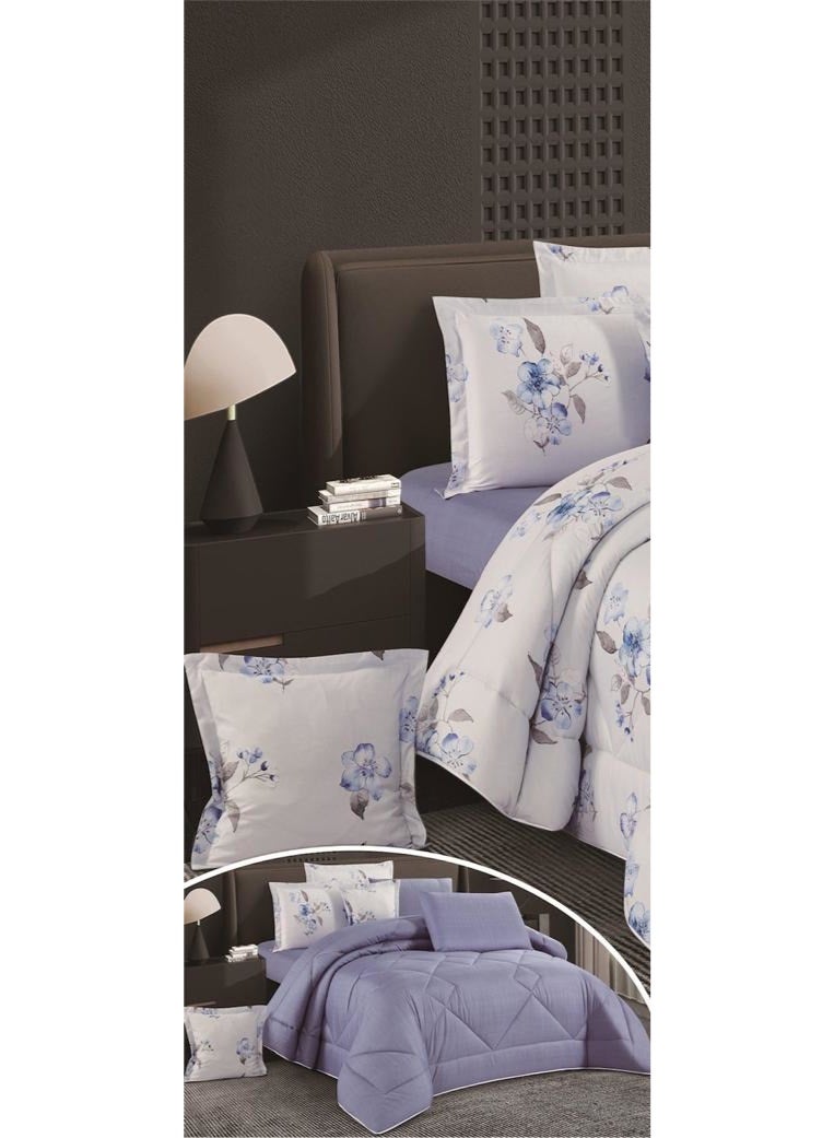 مون طقم لحاف مفرش سرير نفرين ملكي ومريح وناعم 8 قطع مزدوج منقوش مقاس اللحاف 250x230 سم - Image 2