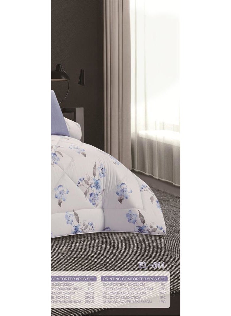 مون طقم لحاف مفرش سرير نفرين ملكي ومريح وناعم 8 قطع مزدوج منقوش مقاس اللحاف 250x230 سم - Image 4