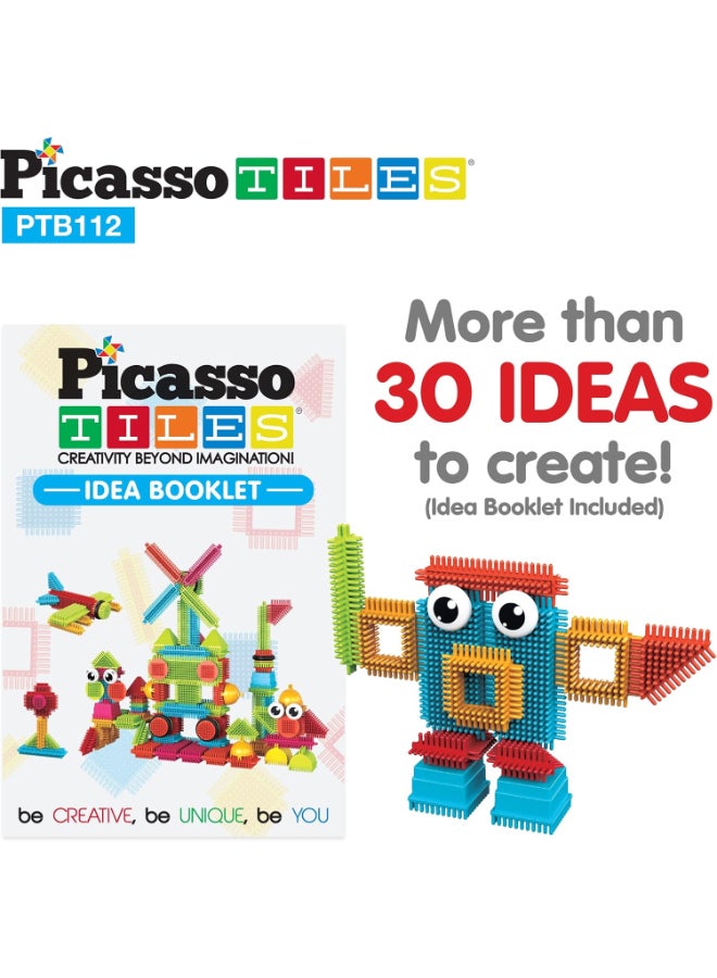 PicassoTiles 112pcs Hedgehog Blocks STEM Building Tiles Set Construction Learning Toy Stacking Interlock Block, Bristle, Creativity Beyond Imagination, Inspirational, Recreational, Educational PTB112 - Image 5