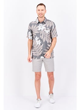 QUIKSILVER Men Regular Fit Floral Print Short Sleeve Waterman Casual Shirt, Dark Slate  - Image 4