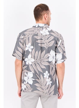 QUIKSILVER Men Regular Fit Floral Print Short Sleeve Waterman Casual Shirt, Dark Slate  - Image 3