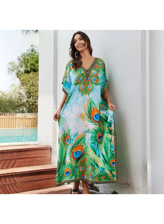 إسكدنيا بلوزة شاطئ أوروبية وأمريكية لعام 2024 على شاطئ البحر لقضاء العطلات بي ملابس سباحة نسائية في الهواء الطلق ربيع حار - اللون: 71129-1 أصفر سفلي للألعاب النارية - - Image 4