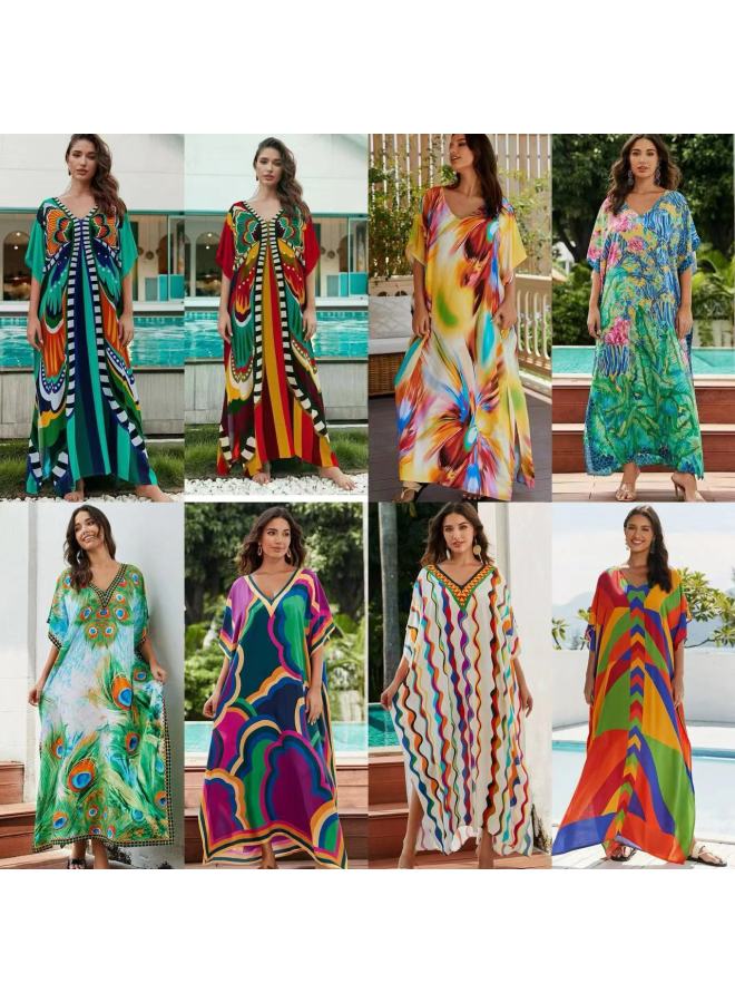 إسكدنيا بلوزة شاطئ أوروبية وأمريكية لعام 2024 على شاطئ البحر لقضاء العطلات بي ملابس سباحة نسائية في الهواء الطلق ربيع حار - اللون: 71129-1 أصفر سفلي للألعاب النارية - - Image 2