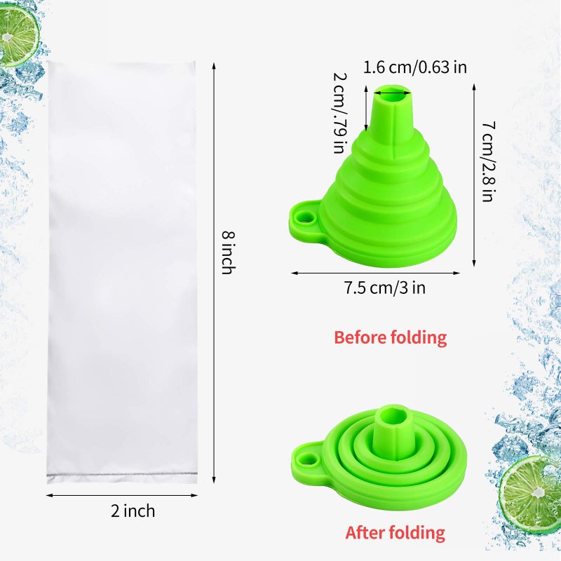 Patelai 200 Pieces Ice Pop Bags 2 x 8 Inch Bolsitas Para Bolis De Hielo Mexicanas Ice Cream Bolis Bags Pouch for Making Candy, Freeze Pops - Image 2