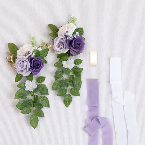DreamBuilt 10 Wedding Aisle Decorations for Ceremony - Purple Chair Flowers for Aisle Decor and Church Pew Decorations - Image 5