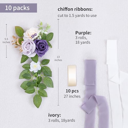 DreamBuilt 10 Wedding Aisle Decorations for Ceremony - Purple Chair Flowers for Aisle Decor and Church Pew Decorations - Image 2