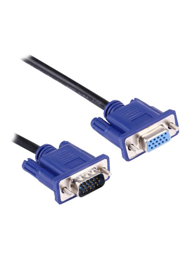 15-Pin Male To Female VGA Cable Black