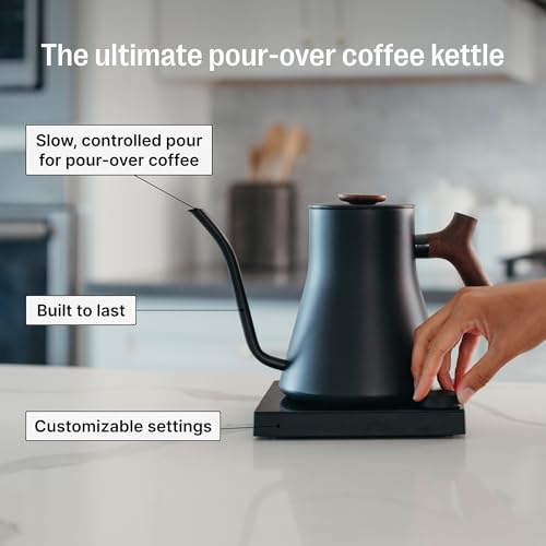 Fellow Stagg EKG Pro Studio Edition Electric Gooseneck Kettle - Pour-Over Coffee, Tea, Quick Heating, Precise Temperature Control, Scheduling, Built-in Brew Timer-Matte Black with Walnut Handle, 0.9 L - Image 4