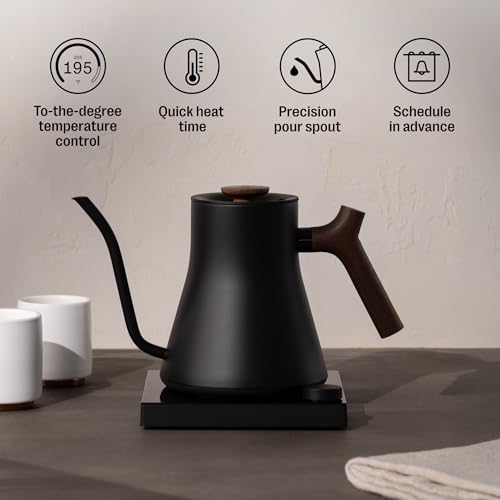 Fellow Stagg EKG Pro Studio Edition Electric Gooseneck Kettle - Pour-Over Coffee, Tea, Quick Heating, Precise Temperature Control, Scheduling, Built-in Brew Timer-Matte Black with Walnut Handle, 0.9 L - Image 5