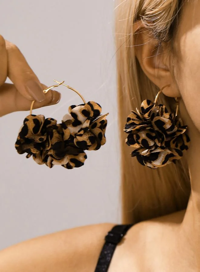 Take Two Take Two Leopard Print Hoop Earrings