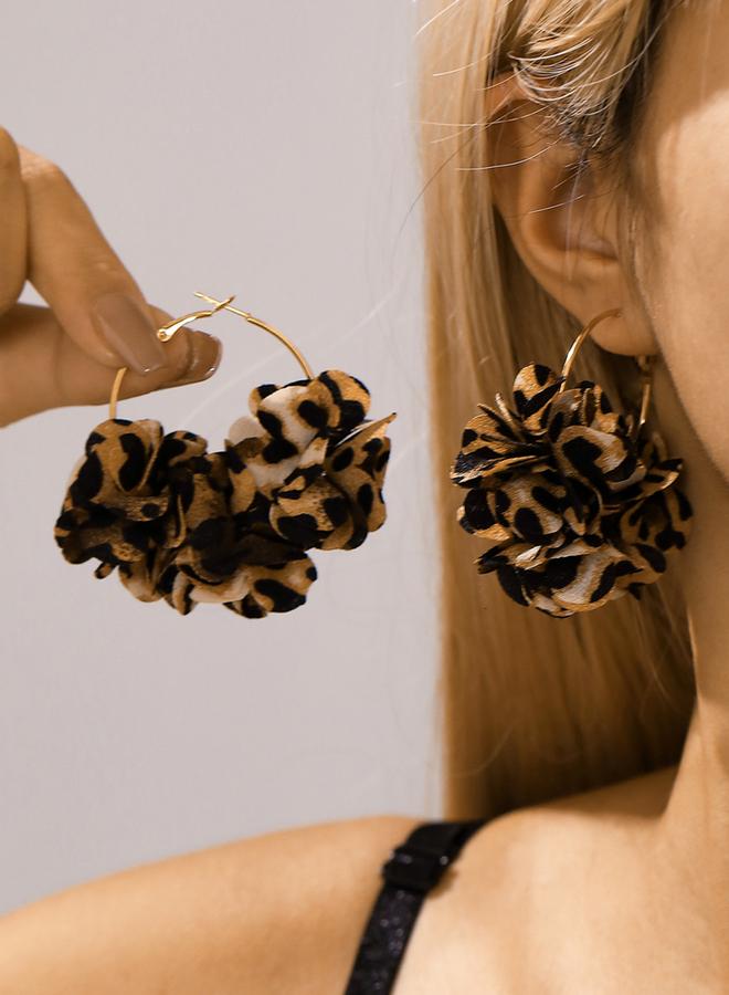 Take Two Leopard Print Hoop Earrings - Image 1