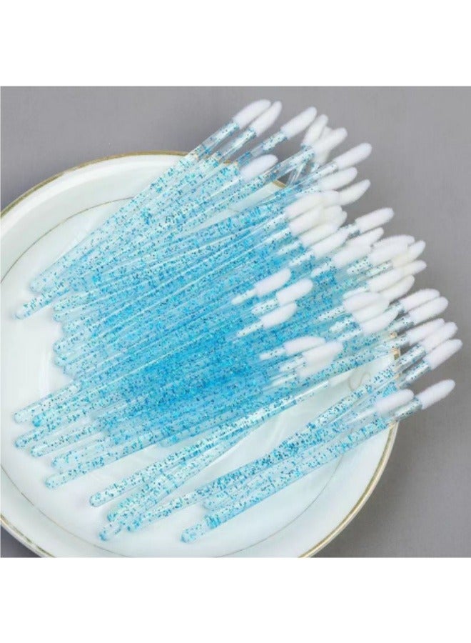 100Pcs Disposable Lip Gloss Sticks Crystal Portable Box Lipstick Flocking Soft Hair Makeup Lip Brush Blue - Image 1