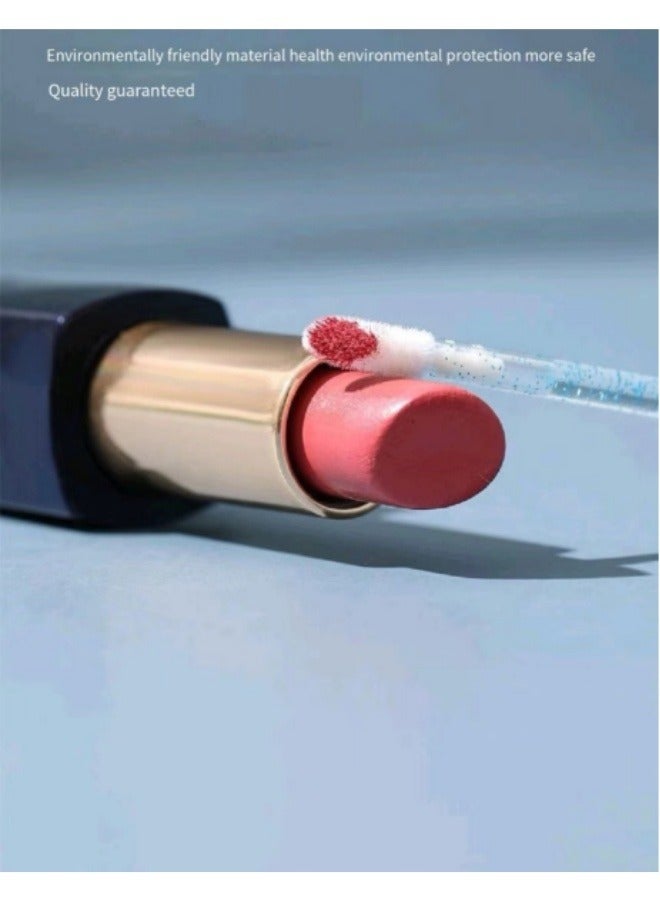 100Pcs Disposable Lip Gloss Sticks Crystal Portable Box Lipstick Flocking Soft Hair Makeup Lip Brush Blue - Image 2