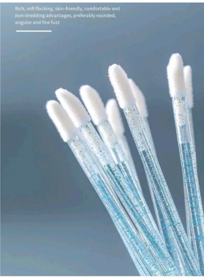 100Pcs Disposable Lip Gloss Sticks Crystal Portable Box Lipstick Flocking Soft Hair Makeup Lip Brush Blue - Image 4