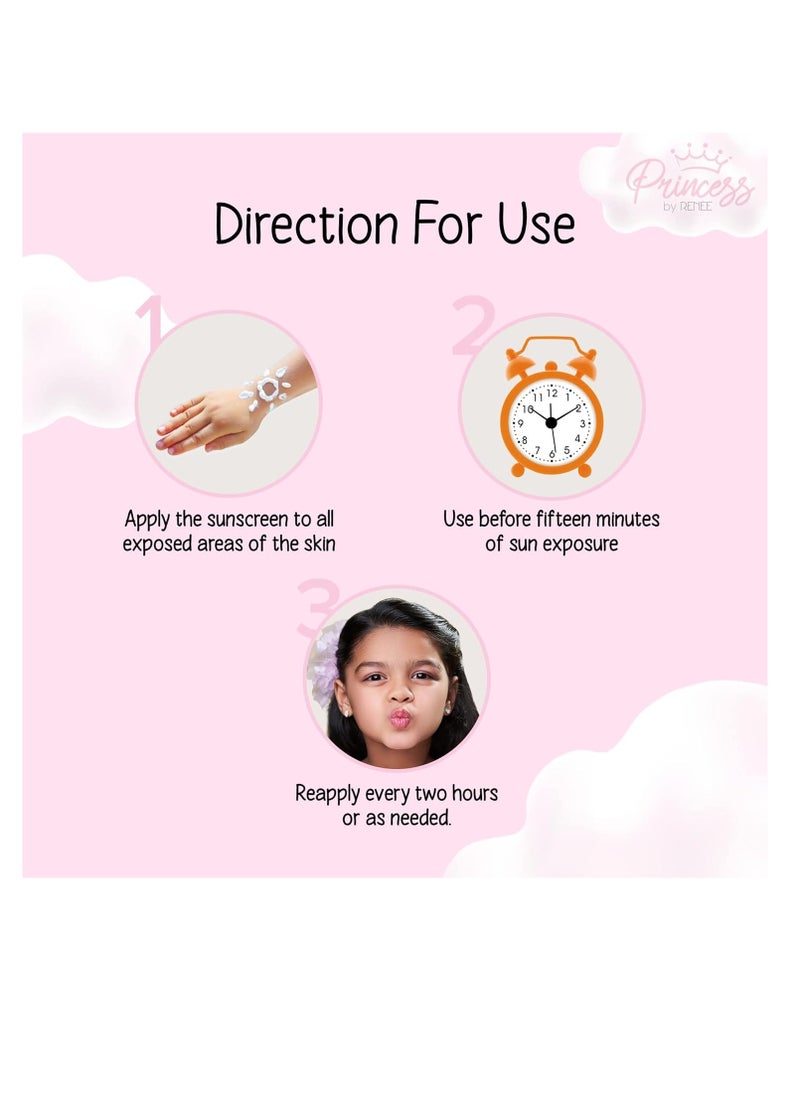 Princess Princess By RENEE Rainbow Sunscreen With SPF 30  50ml UVA and UVB Protection Lightweight Gentle and Non greasy Enriched with Olive  Carrot Seed  - Image 4