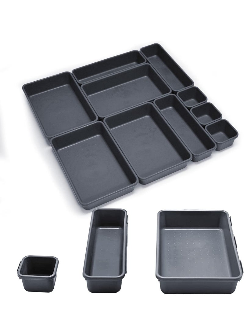 HOMAXA Homaxa 10Piece Interlocking Bin Pack Granite VALUE COLLECTION Customizable MultiPurpose Storage Durable Easy to Clean Black  - Image 1