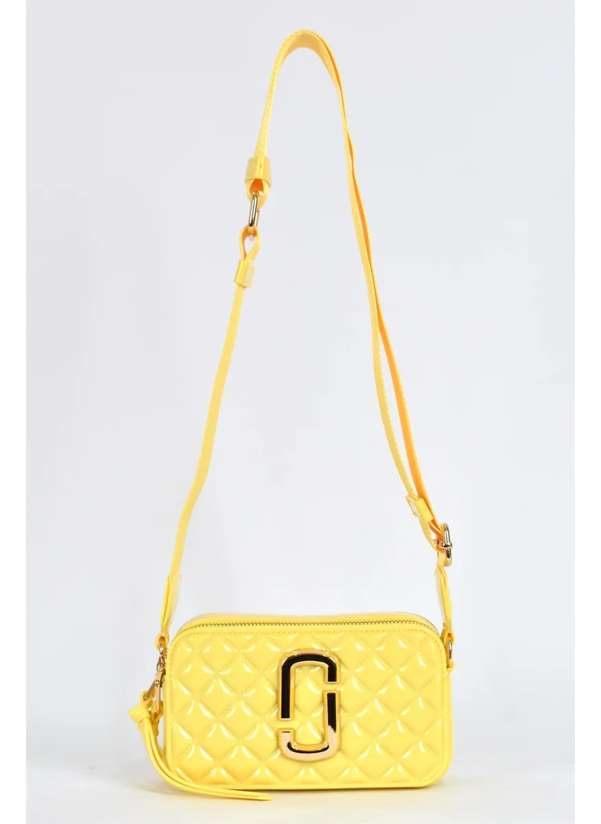 Elatae Women's Silicone Crossbody Bag with Column Shoulder Strap Yellow 26398