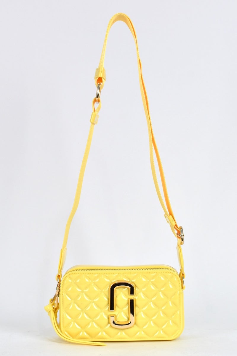 Elatae Women's Silicone Crossbody Bag with Column Shoulder Strap Yellow 26398  - Image 1
