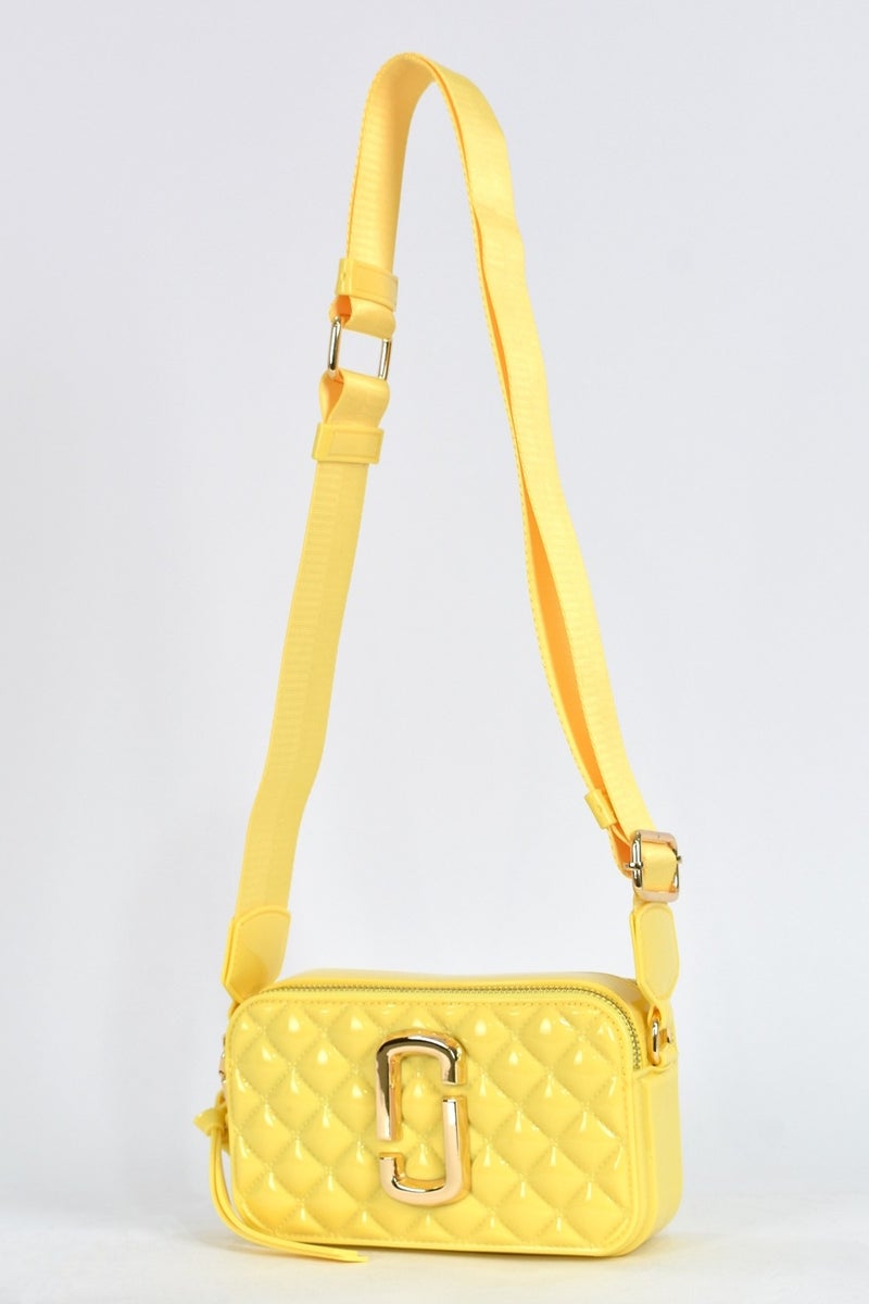 Elatae Women's Silicone Crossbody Bag with Column Shoulder Strap Yellow 26398  - Image 3