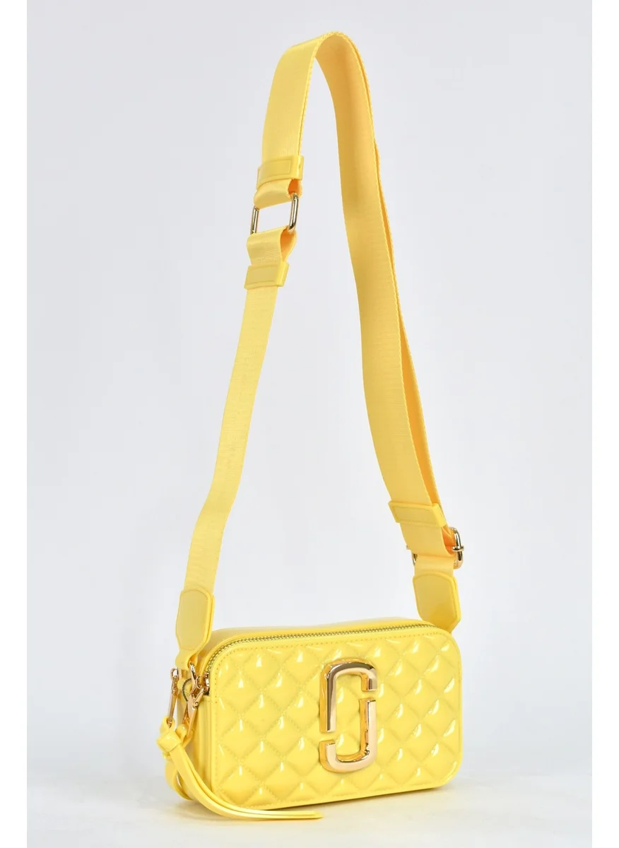 Elatae Women's Silicone Crossbody Bag with Column Shoulder Strap Yellow 26398