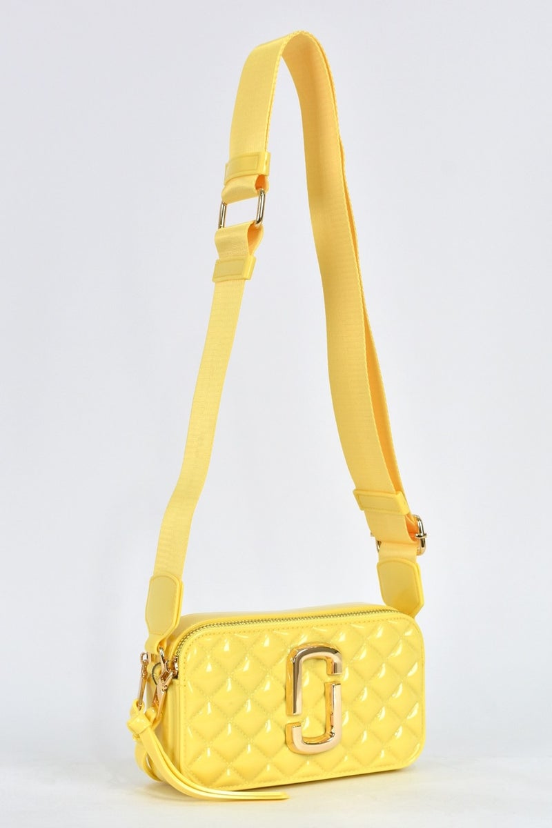 Elatae Women's Silicone Crossbody Bag with Column Shoulder Strap Yellow 26398  - Image 2