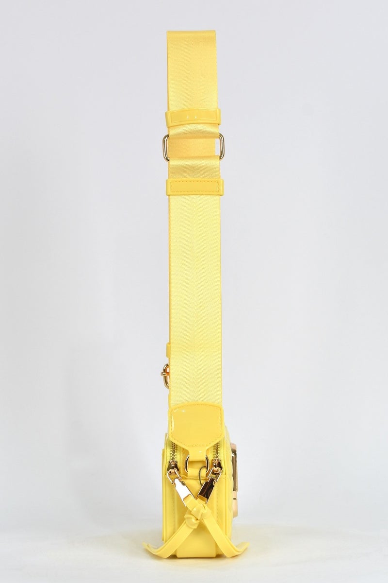 Elatae Women's Silicone Crossbody Bag with Column Shoulder Strap Yellow 26398  - Image 5