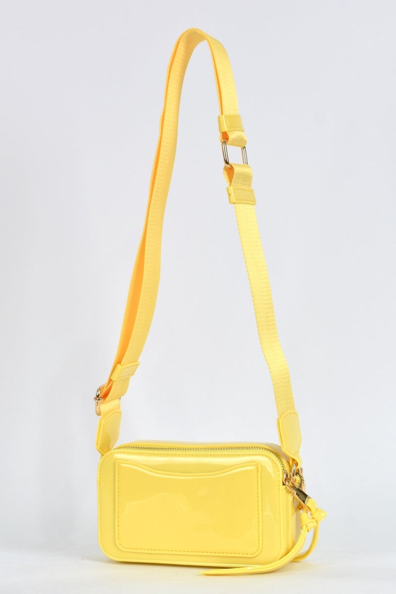 Elatae Women's Silicone Crossbody Bag with Column Shoulder Strap Yellow 26398  - Image 4