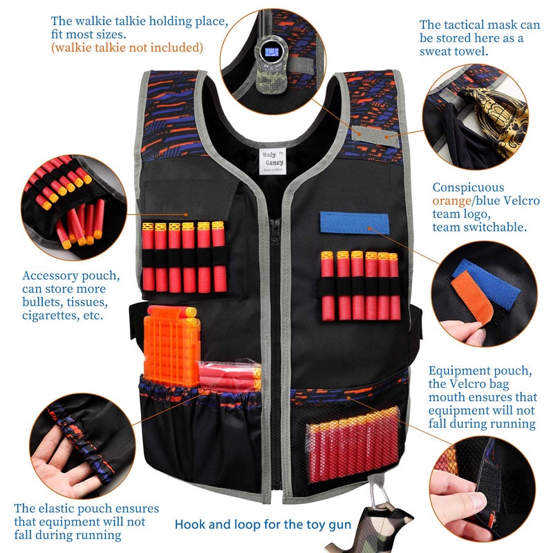 Hely Cancy Large Size Adjustable Toy Tactical Vest Kit Compatible with Nerf N-Strike Elite Series for Men, Big Kids XL-Size - Image 2