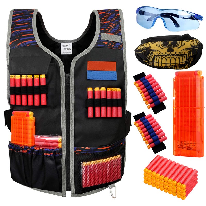 Hely Cancy Large Size Adjustable Toy Tactical Vest Kit Compatible with Nerf N-Strike Elite Series for Men, Big Kids XL-Size - Image 1