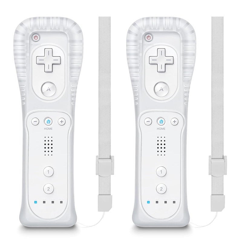 MOLICUI Wii Remote Controller,Wii Controller 2 Pack With Wrist Strap and Silicone Case,White - Image 1