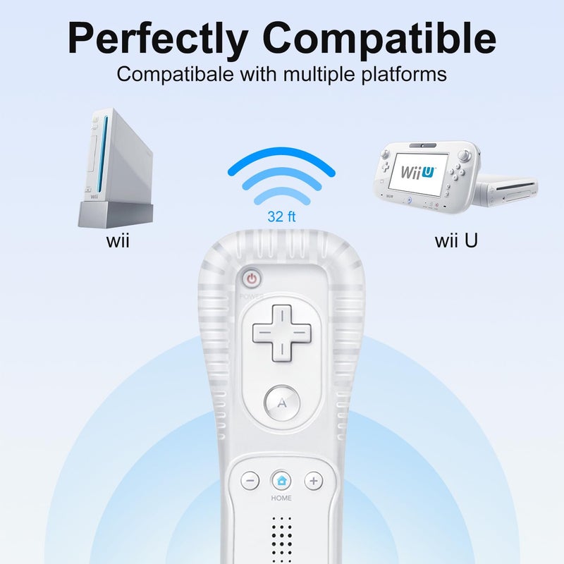 MOLICUI Wii Remote Controller,Wii Controller 2 Pack With Wrist Strap and Silicone Case,White - Image 2