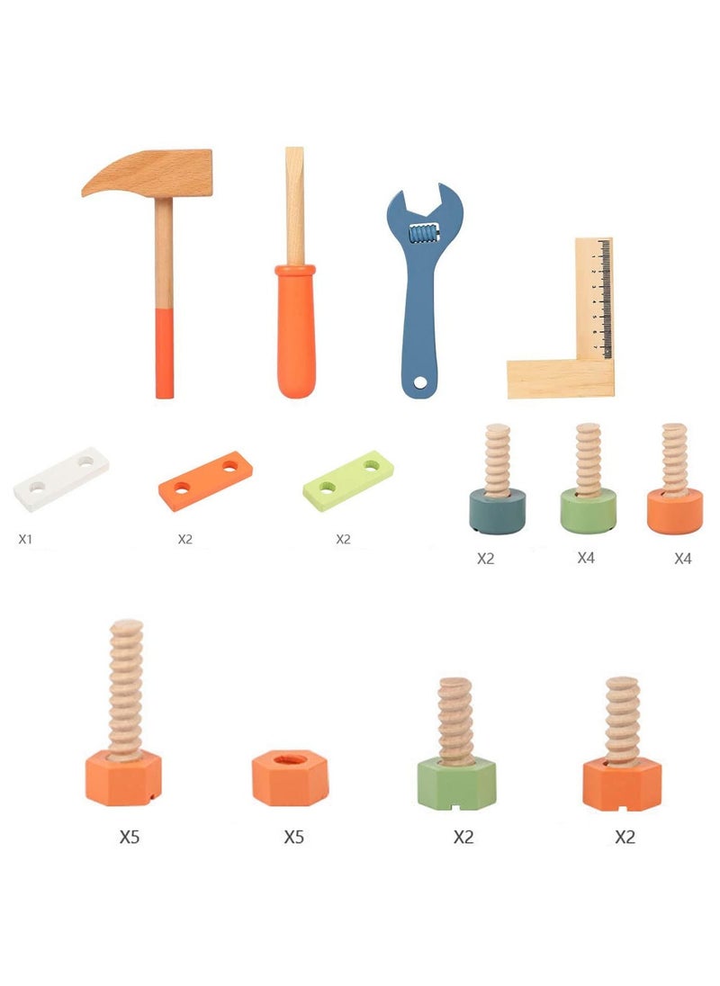 Arabest - Kids Tool Set, Wooden Play Tool Workbench Set ,Construction Toolsl Playset Toys, Kids Tool Bench, Gift for Boys Girls 3 Year Old and Up - Image 1