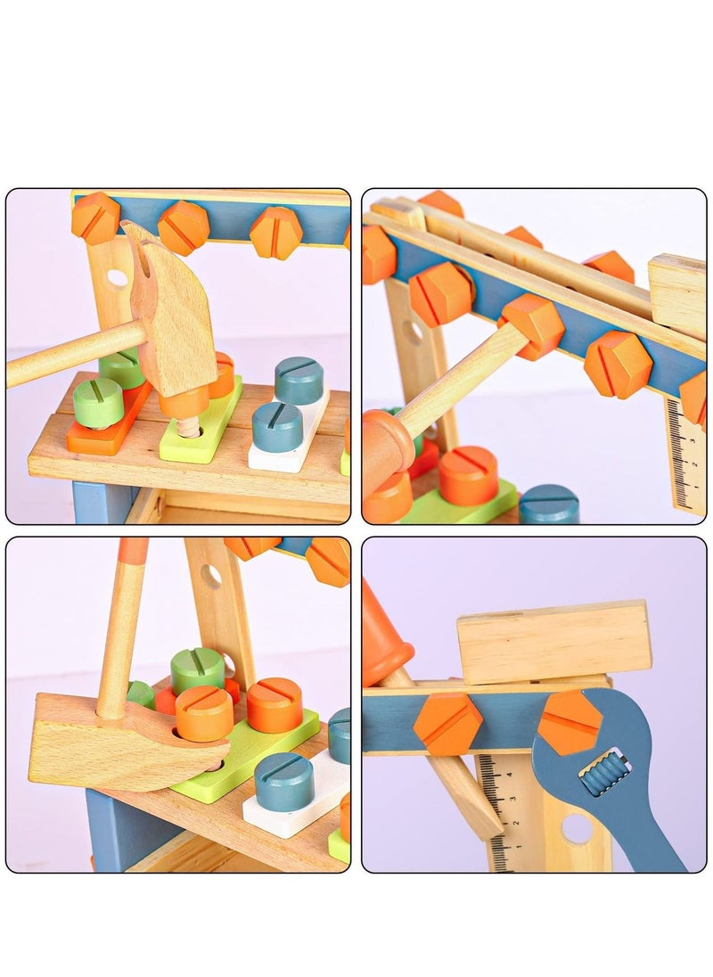 Arabest - Kids Tool Set, Wooden Play Tool Workbench Set ,Construction Toolsl Playset Toys, Kids Tool Bench, Gift for Boys Girls 3 Year Old and Up - Image 1