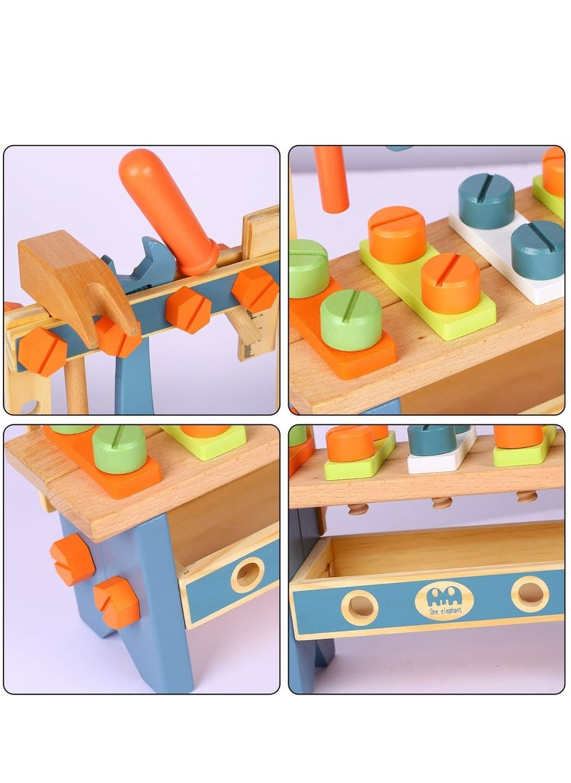 Arabest - Kids Tool Set, Wooden Play Tool Workbench Set ,Construction Toolsl Playset Toys, Kids Tool Bench, Gift for Boys Girls 3 Year Old and Up - Image 1