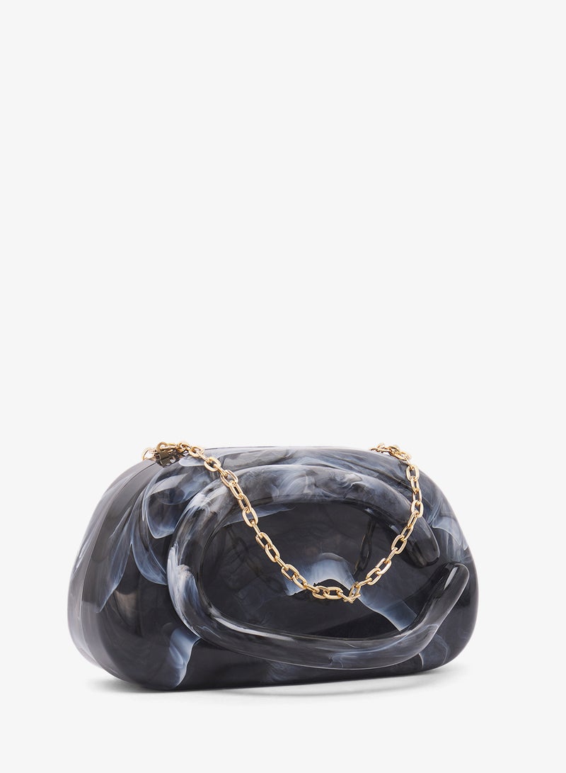 ELLA Monochrome Raisin Chain Clutch - Image 3