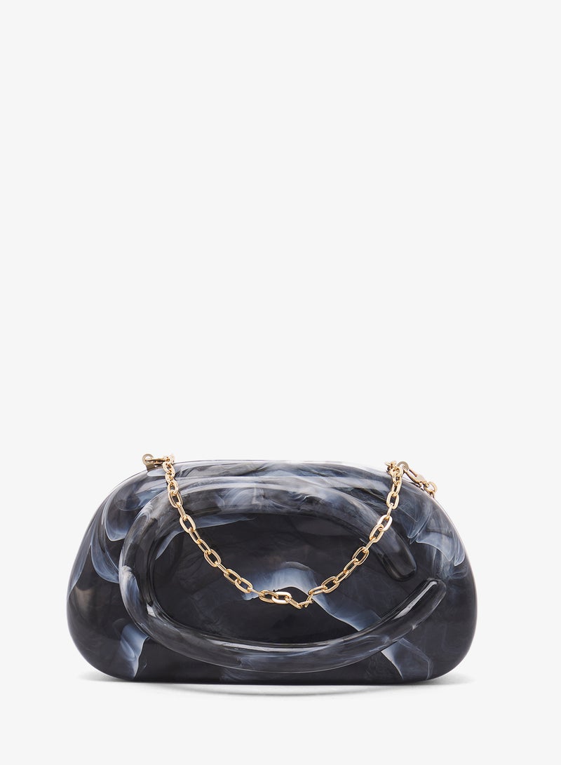 ELLA Monochrome Raisin Chain Clutch - Image 1