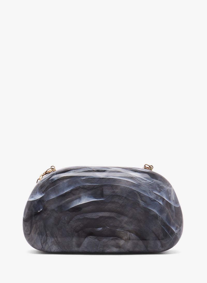 ELLA Monochrome Raisin Chain Clutch - Image 2