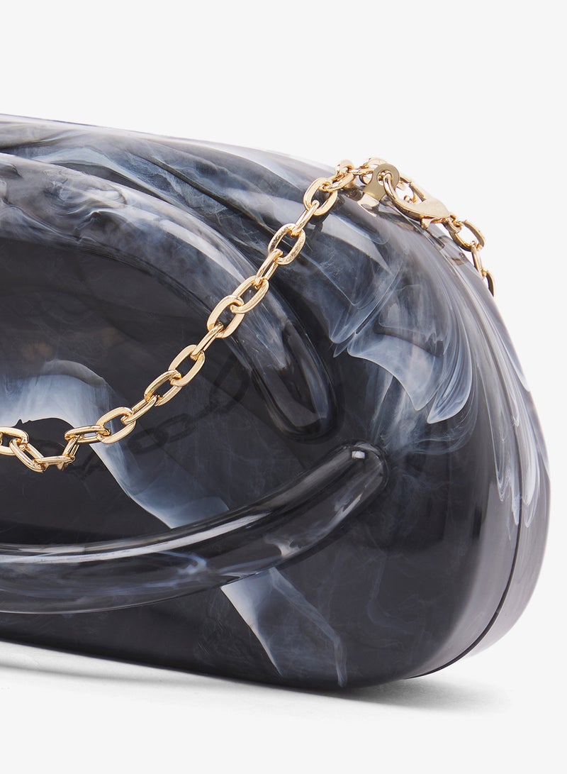 ELLA Monochrome Raisin Chain Clutch - Image 4