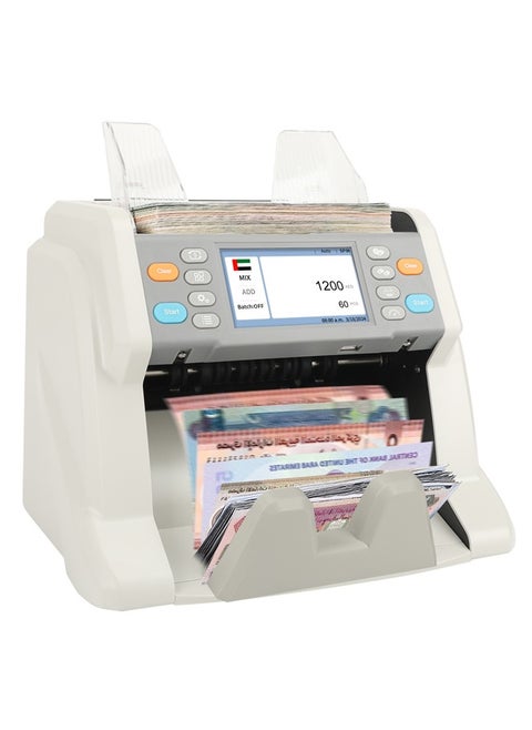 RIBAO MC-50 Mixed Denomination Money Counter Machine, 4.3 Inch Touch Screen, Multi Currency Counting Machine, Serial Number Recording, 2 CIS/UV/MG/MT/IR, Cash Counting Machine