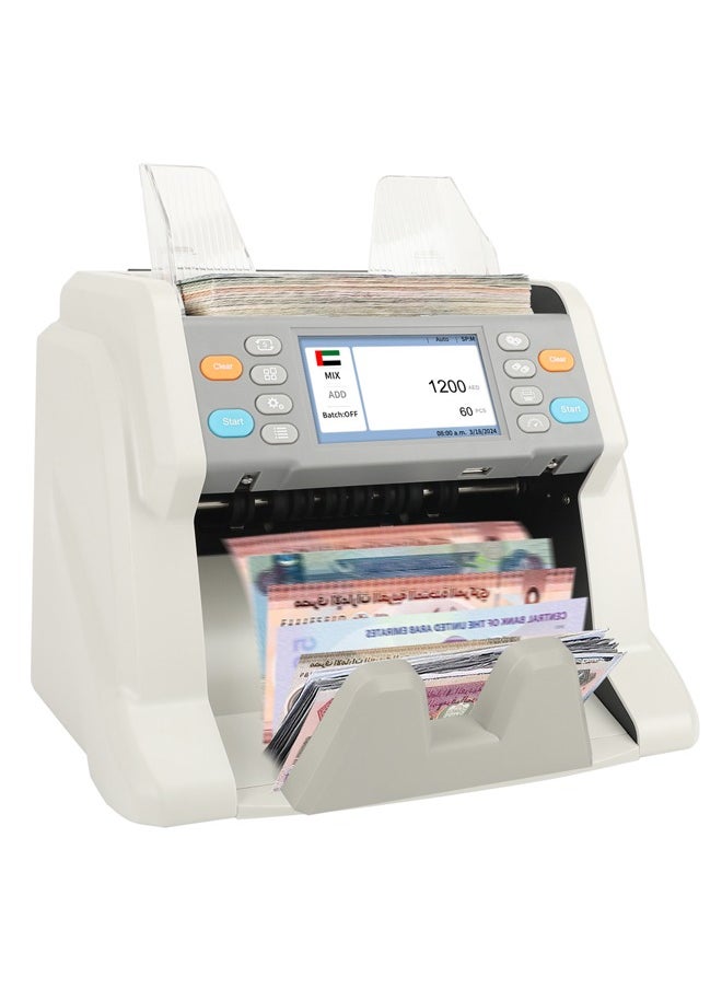 Ribao - RIBAO MC-50 Mixed Denomination Money Counter Machine, 4.3 Inch Touch Screen, Multi Currency Counting Machine, Serial Number Recording, 2 CIS/UV/MG/MT/IR, Cash Counting Machine - Image 1