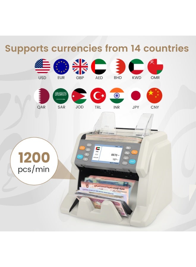 RIBAO MC-50 Mixed Denomination Money Counter Machine, 4.3 Inch Touch Screen, Multi Currency Counting Machine, Serial Number Recording, 2 CIS/UV/MG/MT/IR, Cash Counting Machine - Image 4