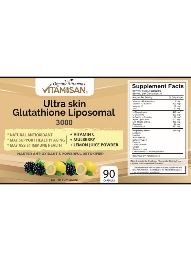 VITAMISAN Glutathione Liposomal, NAC, Milk Thistle, Collagen, Total, 90 Capsules, Made in USA, Fresh - Image 3