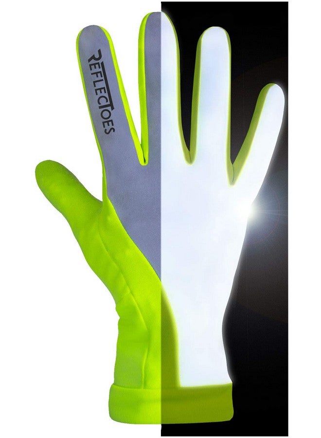 ReflecToes Reflective Running Gloves Touchscreen Lightweight Hi Vis Winter Running Gear For Cold Weather Jogging At Night (Xl) - Image 2