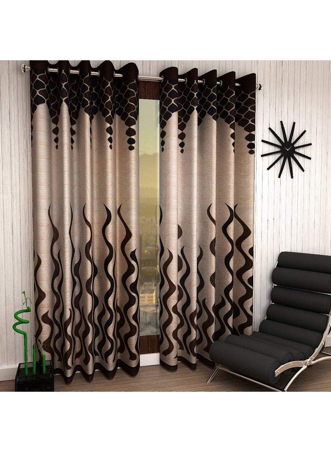 Galaxy Home Decor Modern Wave Panel Polyester Curtains for Long Door 9 Feet, Pack of 1, Brown (Brown, 9 Feet (1 Piece)) - Image 1